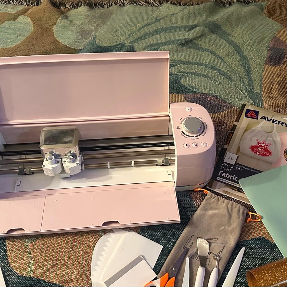Cricut Explore Air 2 Pink Cutting Machine with Cables And Supplies
